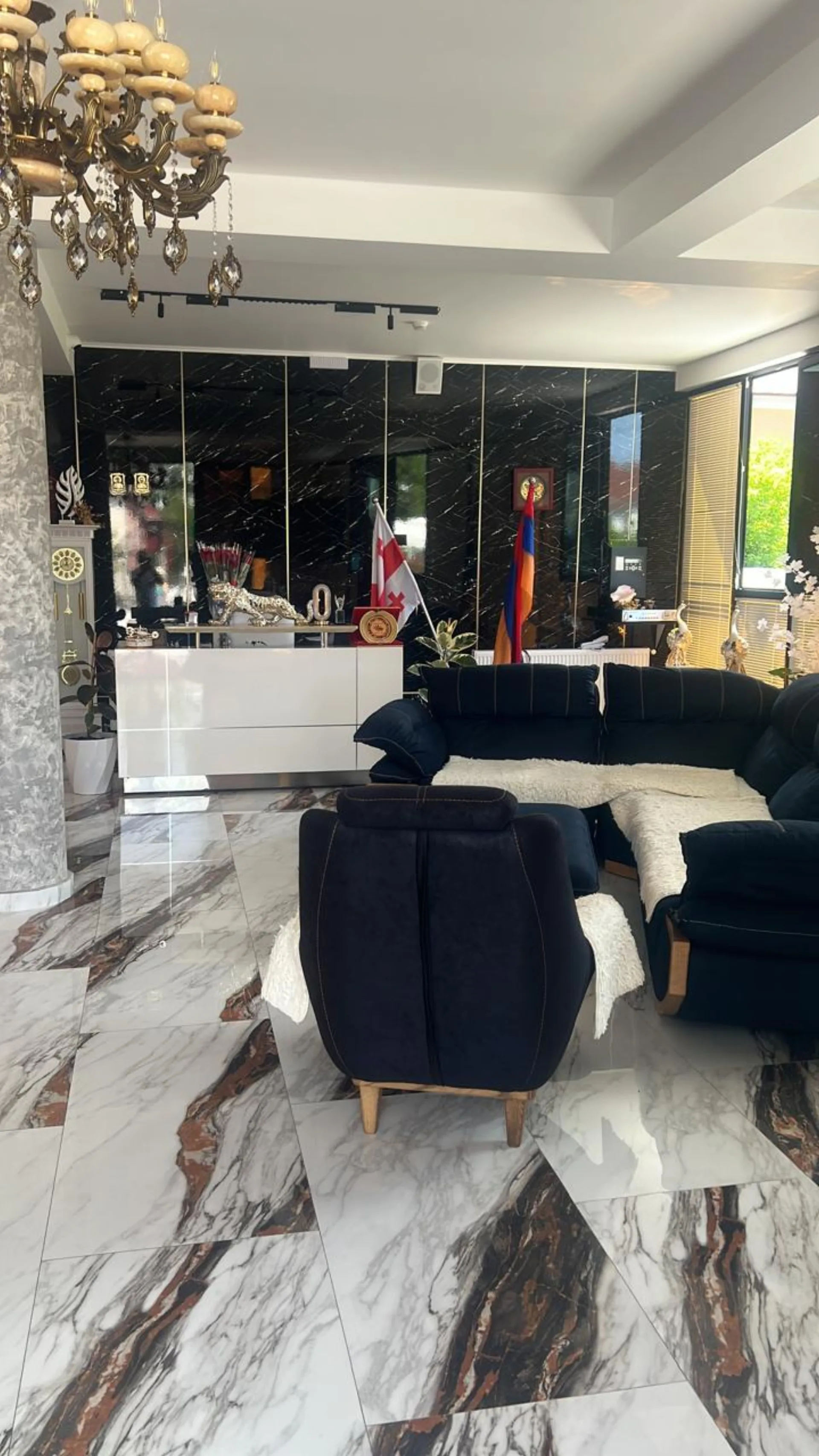 Hotel Chipo lobby with marble floors